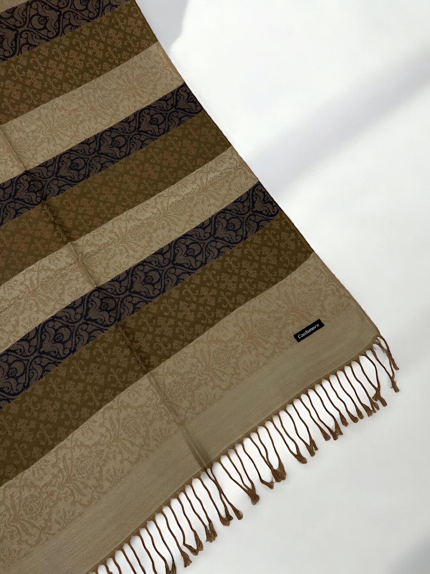 Cream Brown Damask Pashmina Hijab