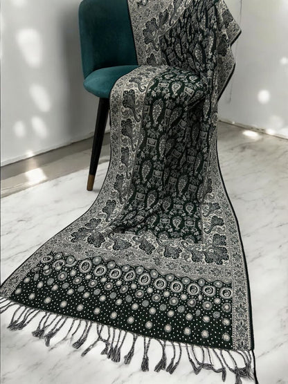 Flag Green Silver Dotted Dual Tone Pashmina Hijab