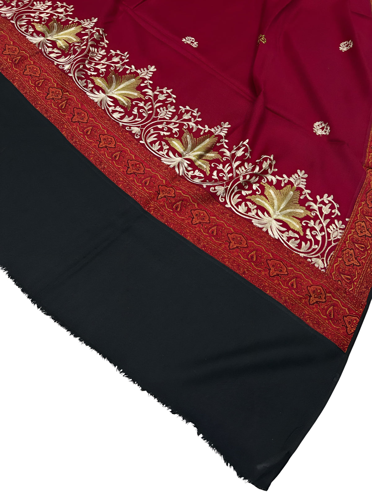 Gul-e-Kashmir – Red Black Embroidered Patchwork Shaw