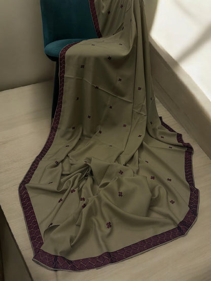 Sand Maroon Double Curved Border Shaal