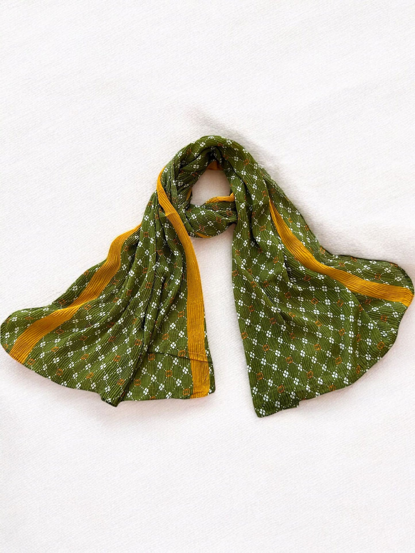 Avocado Green Van Cleef Printed Pleated Modal Hijab