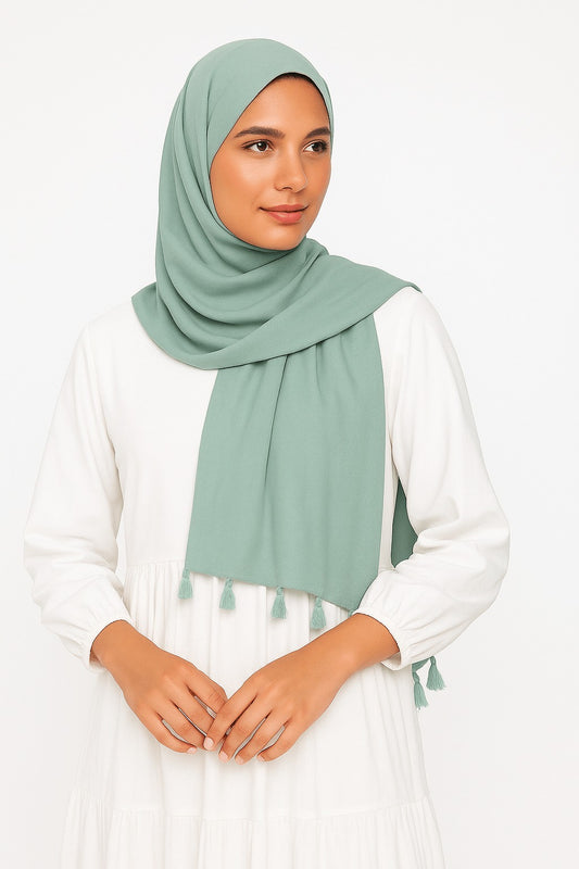 Sage Green- Lawn Tassel Hijab