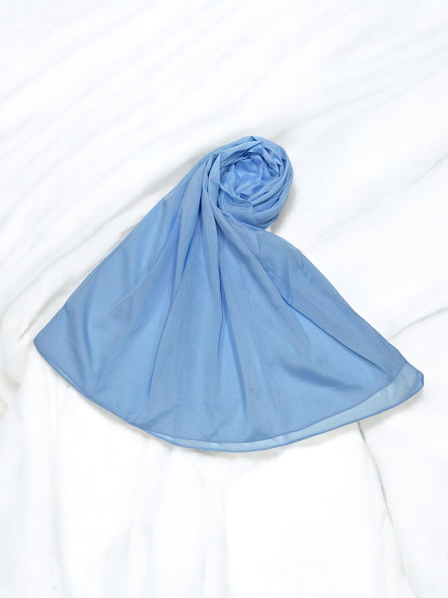 Day Sky Blue - Crinkle Shimmer Chiffon Wedding Party Occasion Hijab Scarf