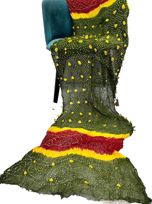 Green Multi Chiffon Chundri Dupatta