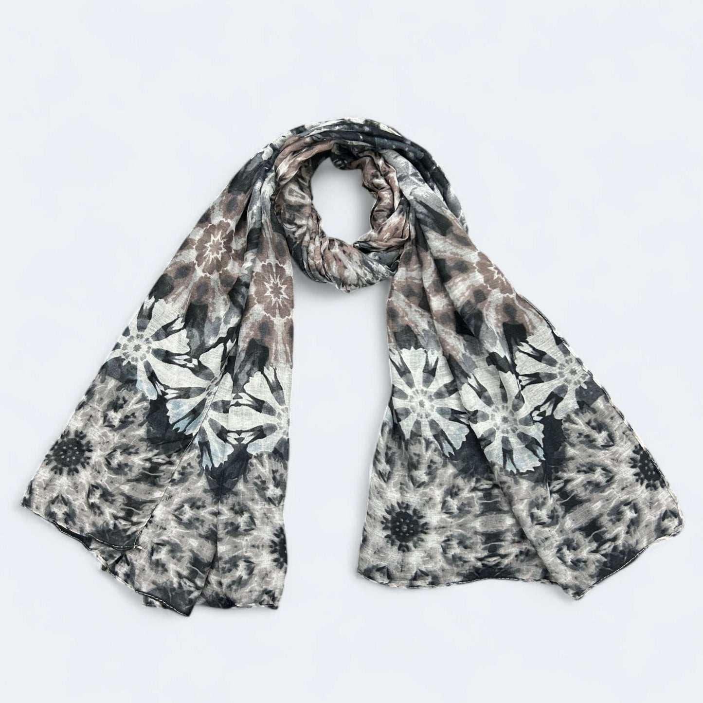 Black Beige Ombre Burst Printed Lawn Hijab