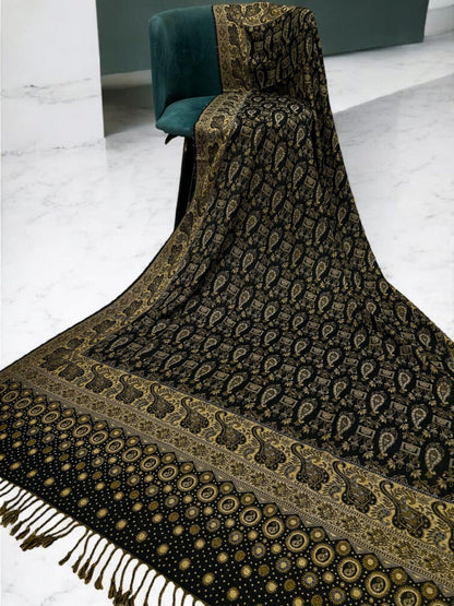 Dotted Pashmina Shawl - Black Lemon