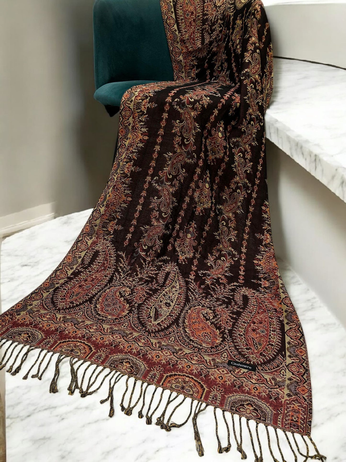 Purple Rust Paisley Two-Tone Pashmina Hijab