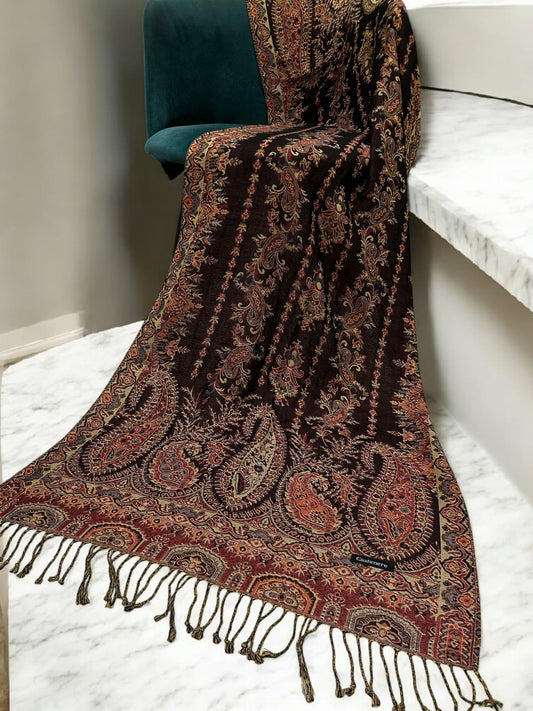 Purple Rust Paisley Two-Tone Pashmina Hijab