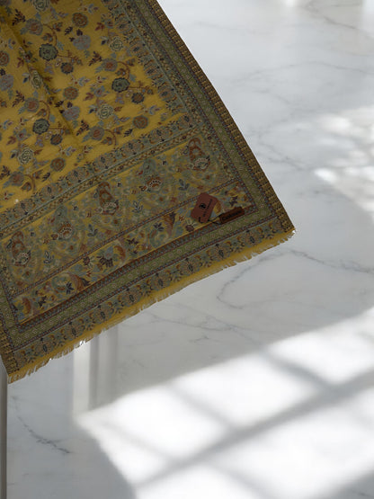 Mustard Gold Floral Pashmina Hijab