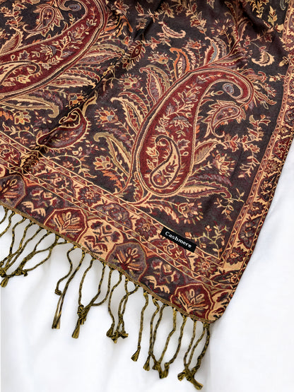 Mauve Purple Peach Persian Garden Paisley Two-Tone Pashmina Hijab
