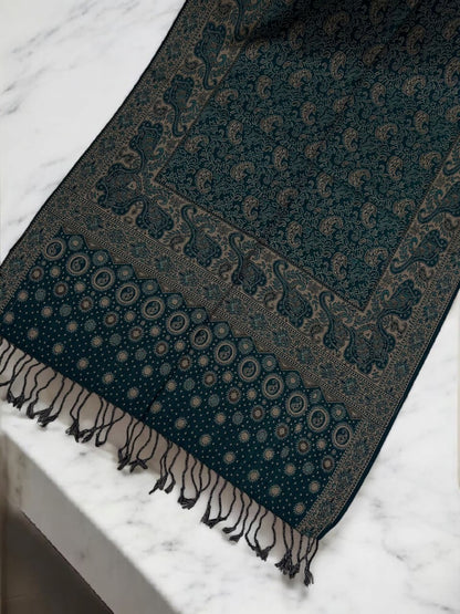 Green Beige Dotted Dual Tone Pashmina Hijab