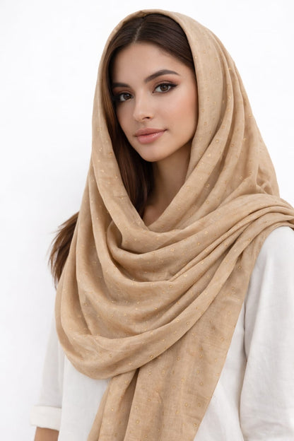 Sand Brown Rose Sequence Hijab