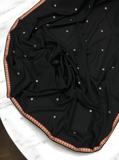 Black Floral Red Border Shaal