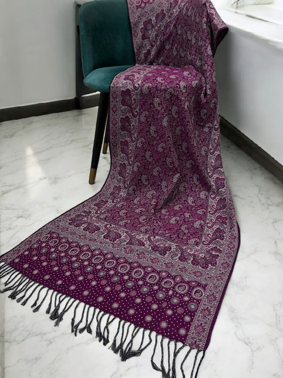 Magenta Lilac Dotted Dual Tone Pashmina Hijab