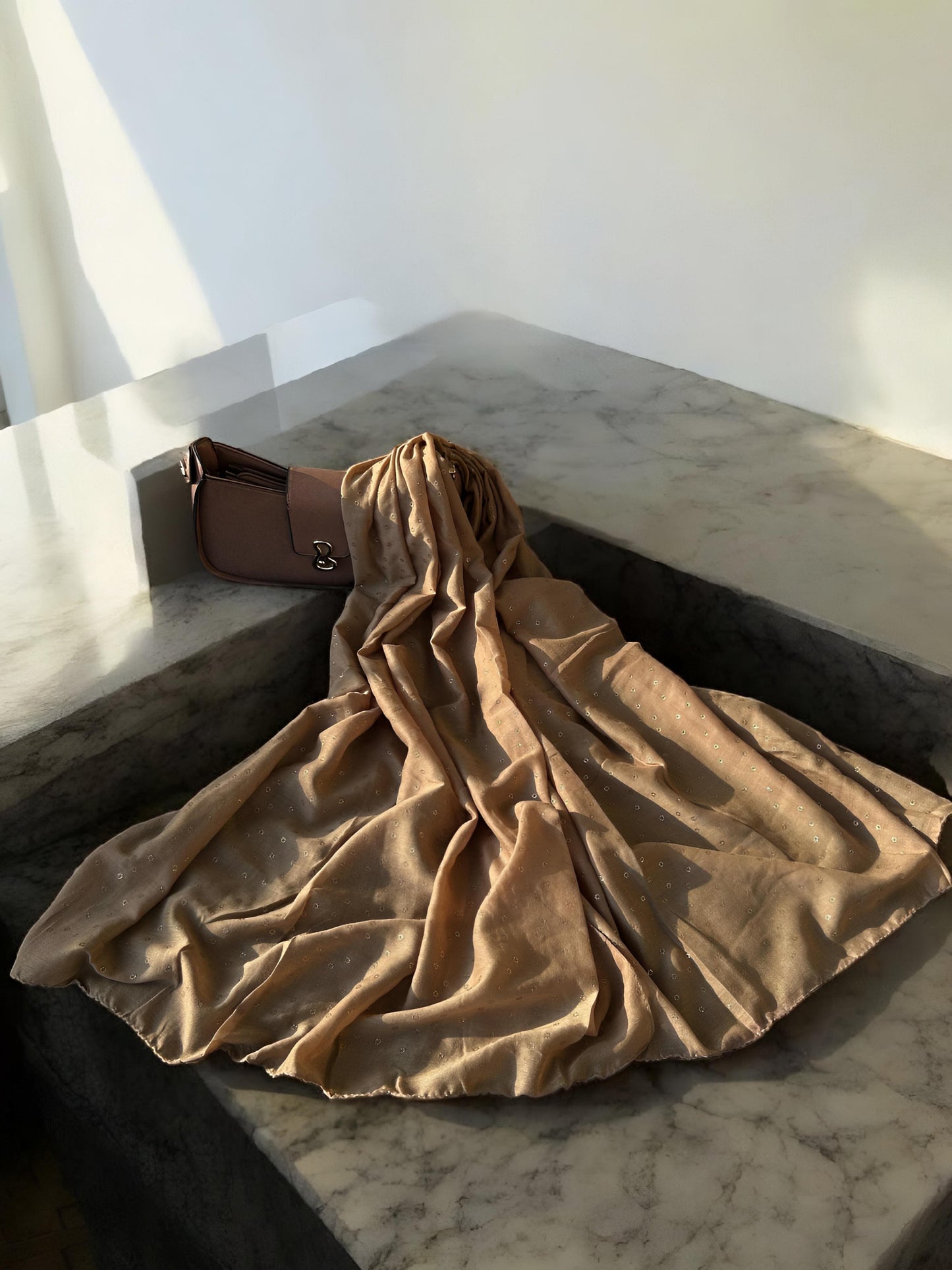 Dusky Brown Rose Sequence Hijab