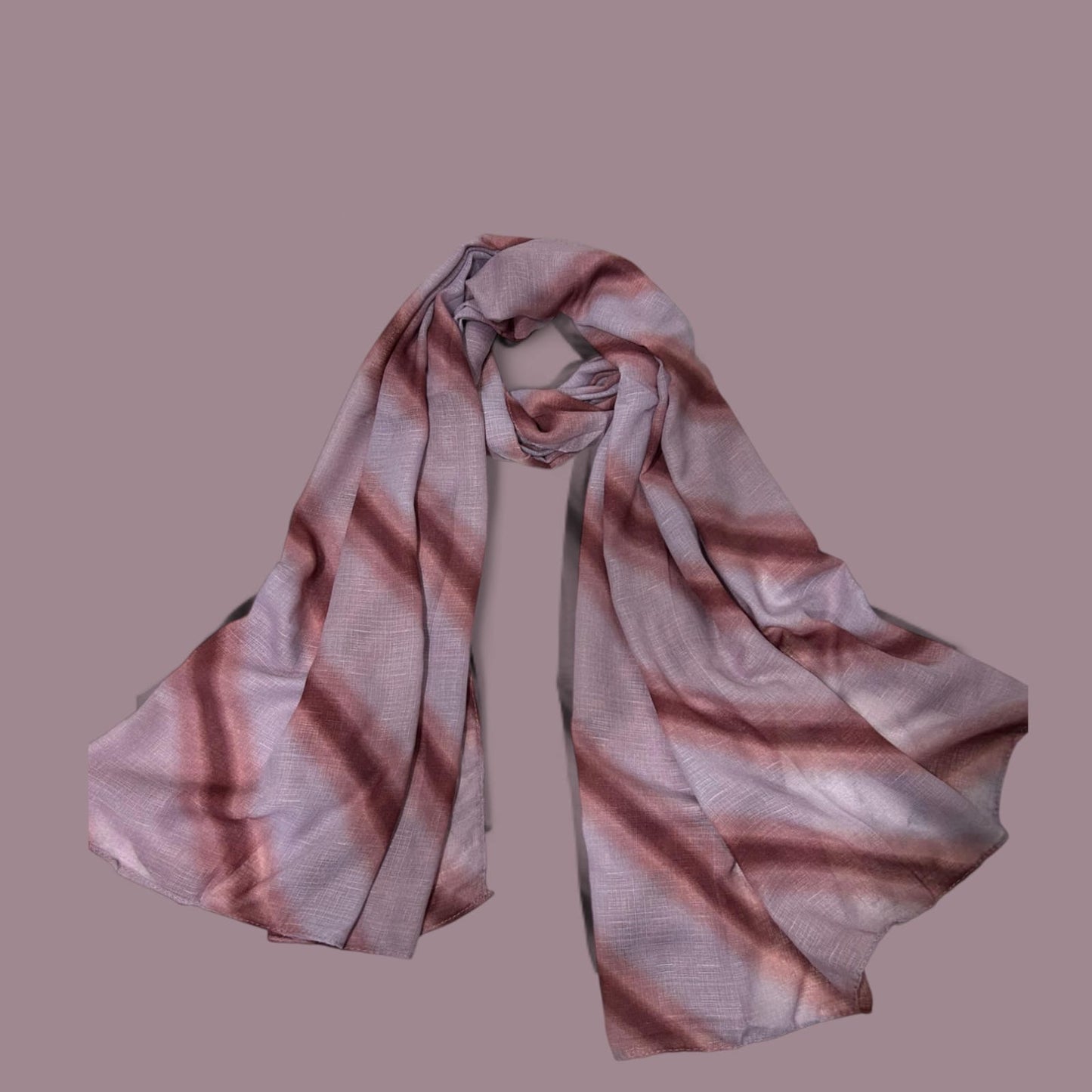 Mauve Pink Striped Tie Dye Printed Modal Hijab