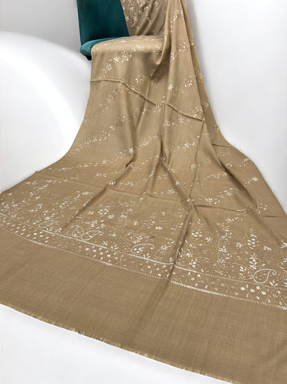 Golden Sand – Hand Embroidered Kashmiri Shawl