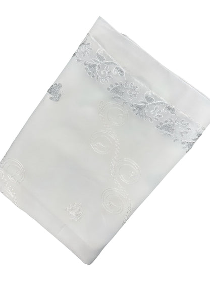 White Silver Daisies Embroidered Lawn Dupatta
