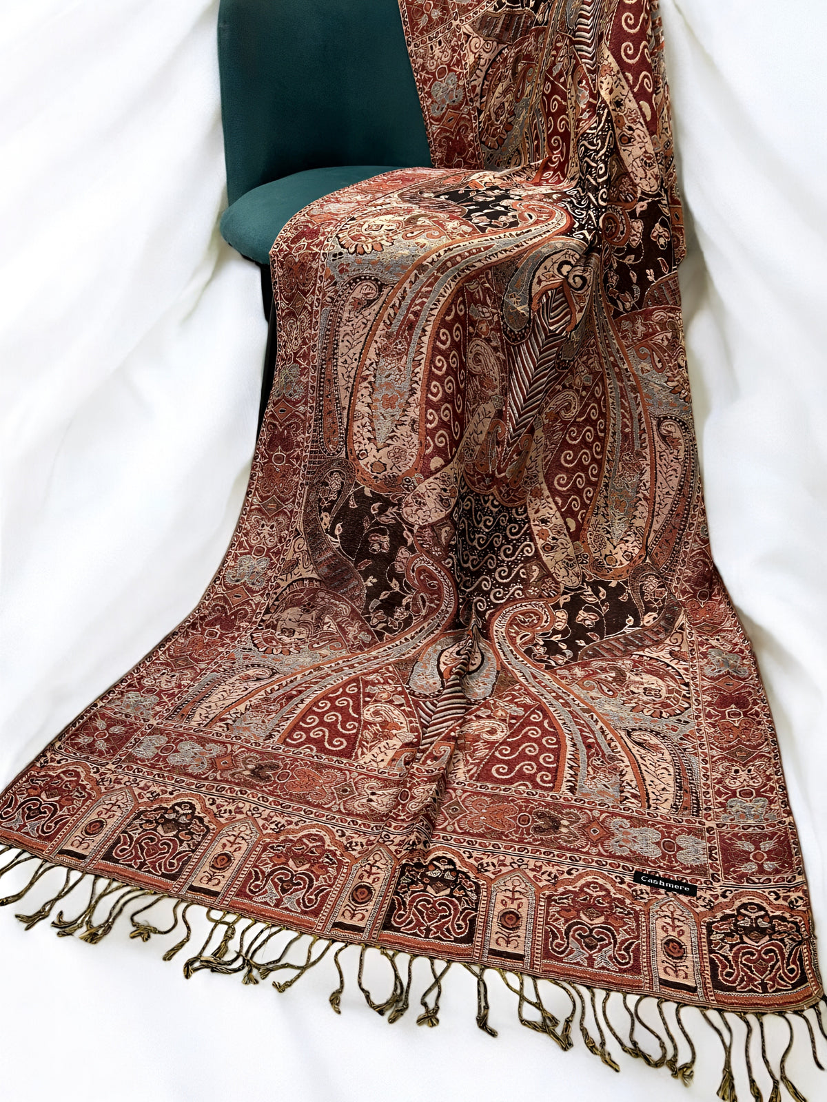 Skin Maroon Persian Paisley Dual-Tone Pashmina Hijab