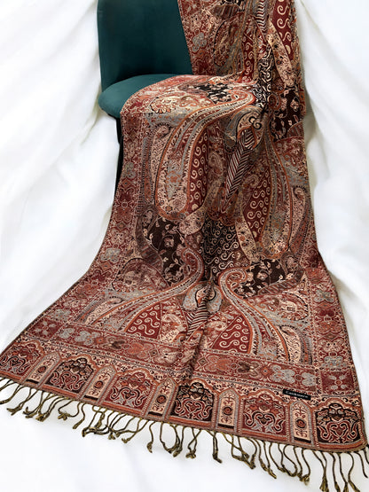 Skin Maroon Persian Paisley Dual-Tone Pashmina Hijab