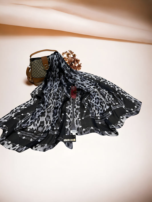 Satin Silk Scarf - Black Beauty Roberto Cavalli