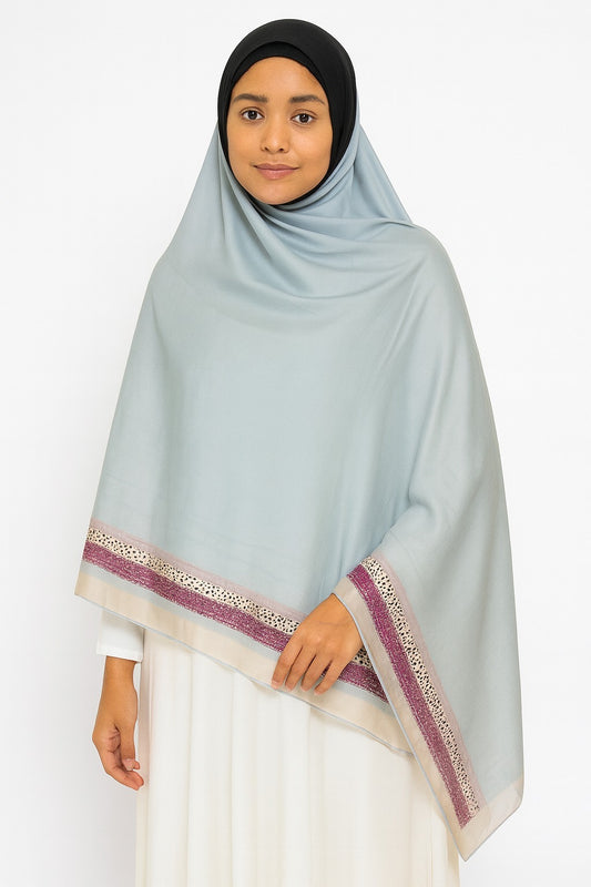 Large Satin Silk Scarf - Pale Turqoise Pastry