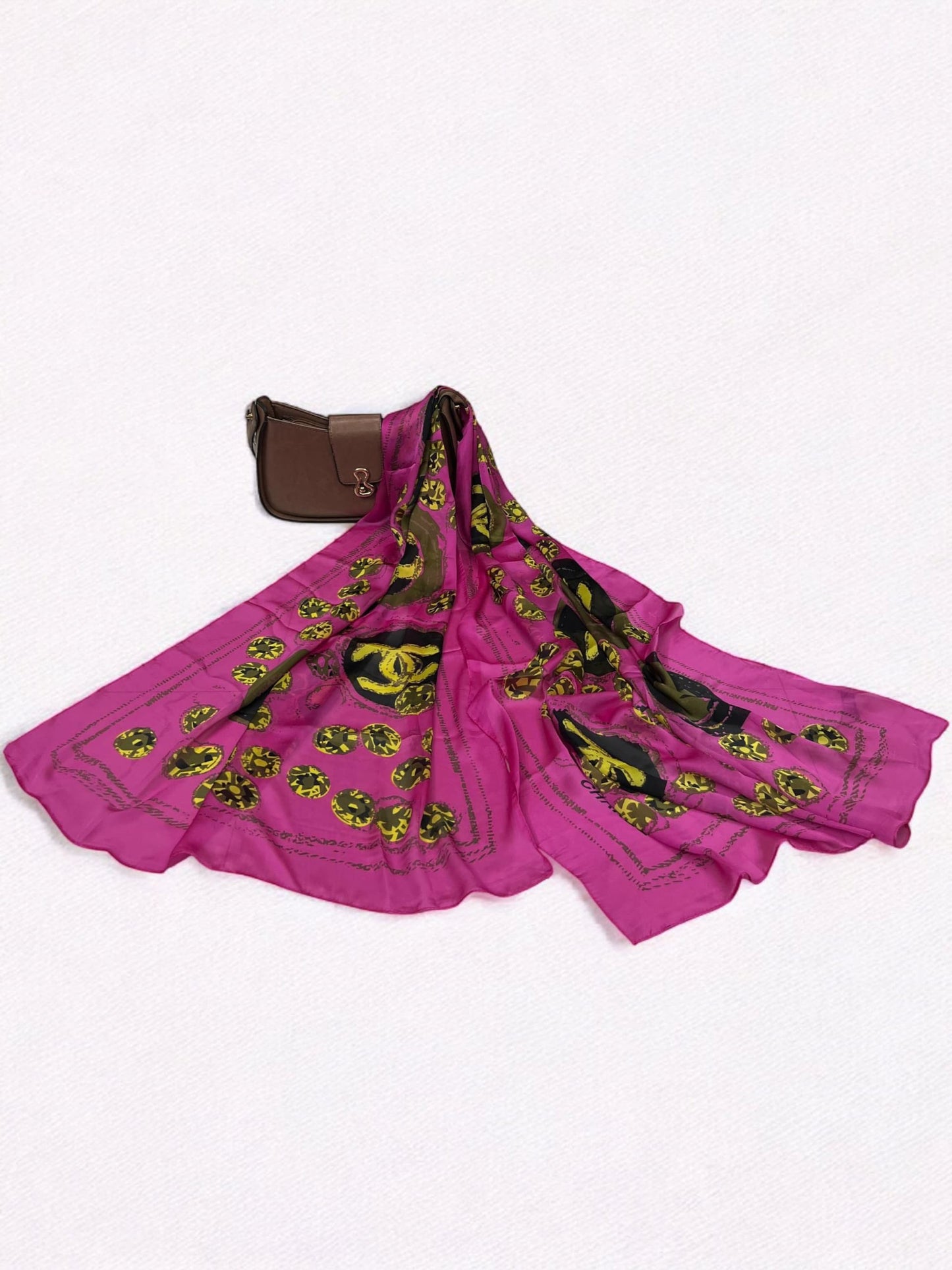 Satin Silk Scarf - Fandango Pink Chanel