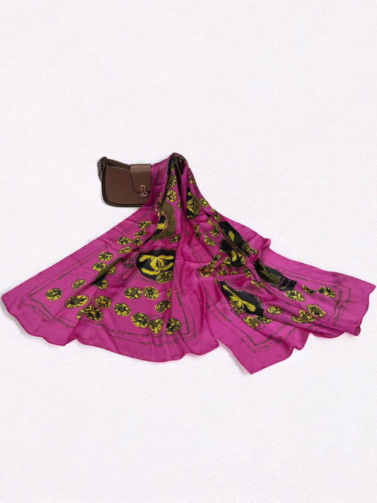 Satin Silk Scarf - Fandango Pink Chanel
