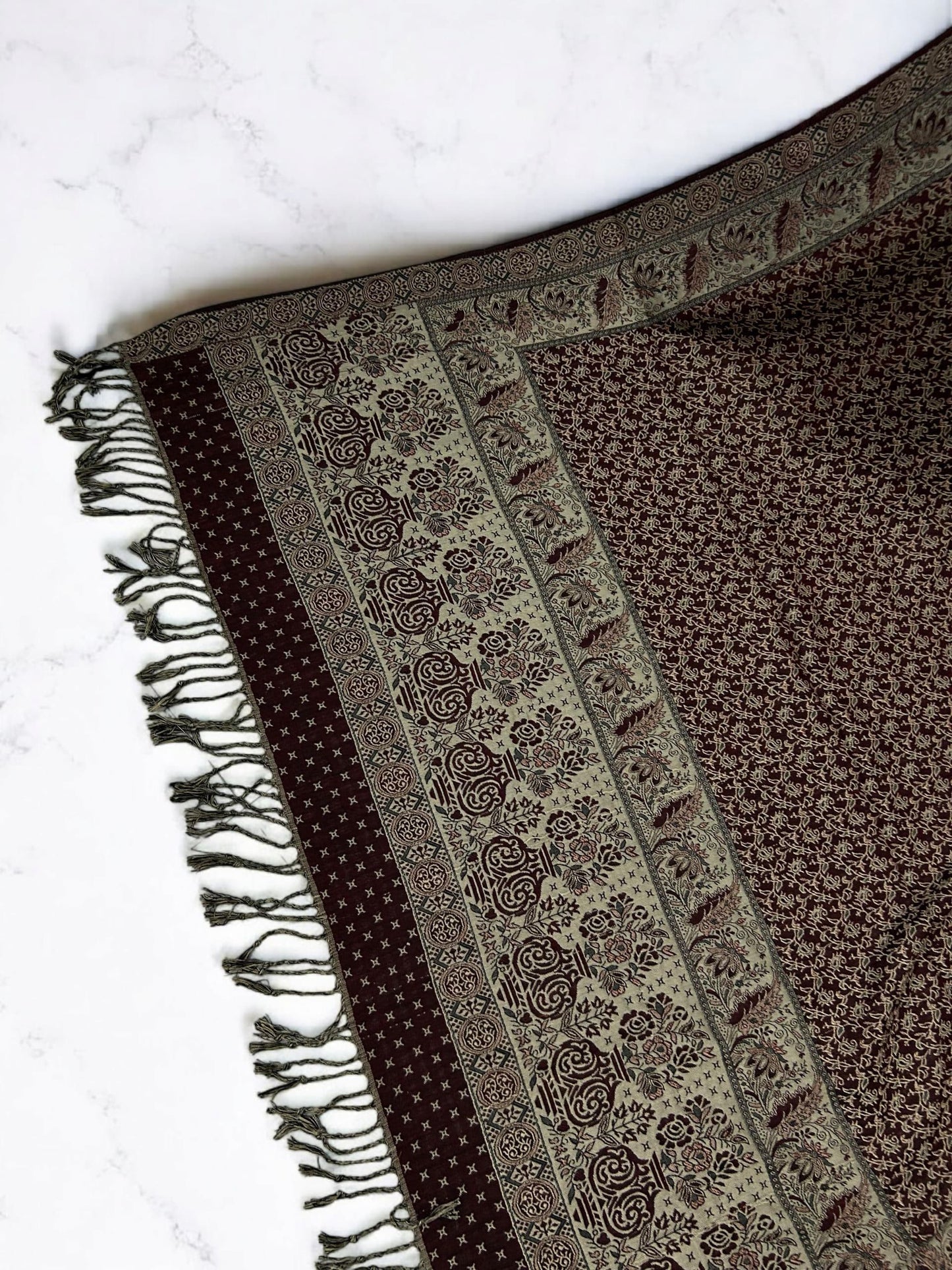 Starry Paisley Pashmina Shawl - Burgundy Peanut Beown