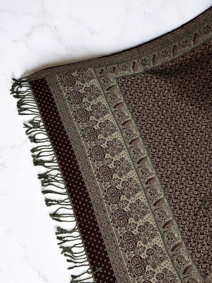 Starry Paisley Pashmina Shawl - Burgundy Peanut Beown