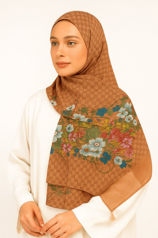 Branded Cinnamon Gucci Printed Modal Hijab