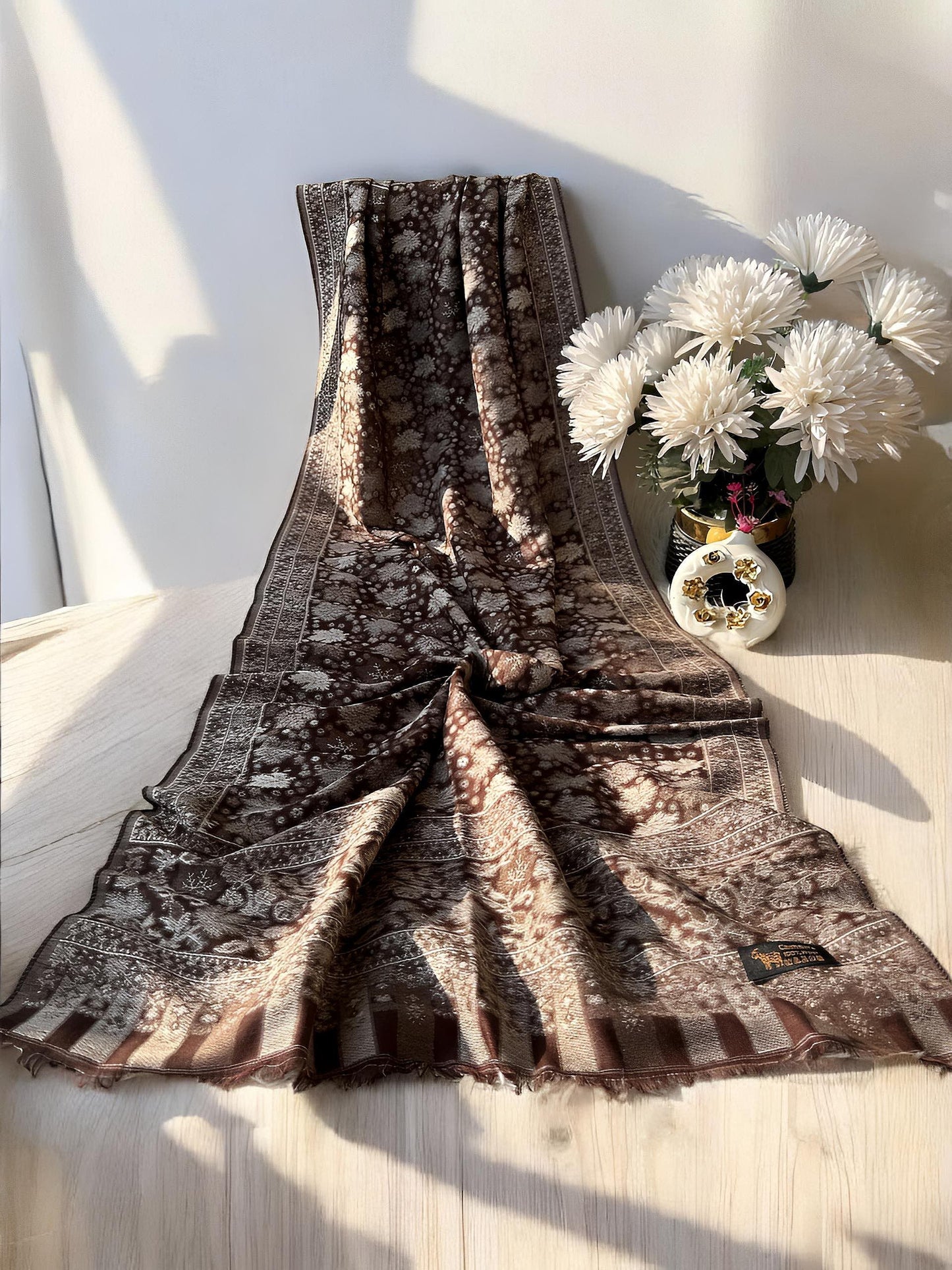 Kani Pashmina Hijab Shaal - Walnut White