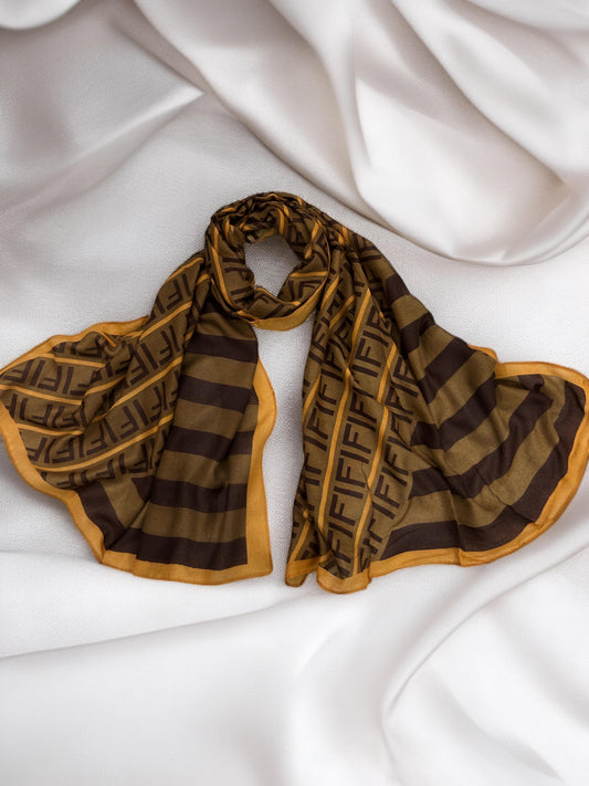 Fendi Brown Stripes Printed Modal Hijab