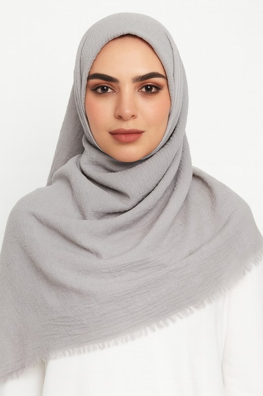 Silver Gray - Crimp Lawn Hijab