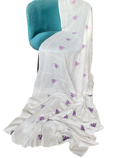 Sweet Violet Handembroidered Lawn Dupatta