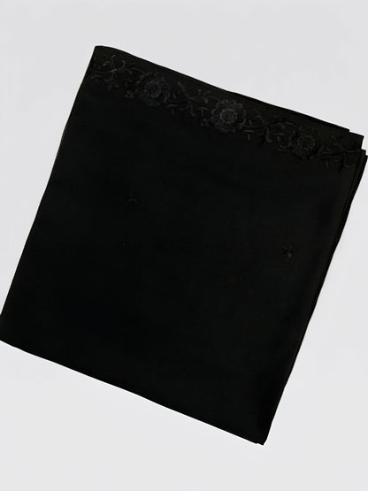 Simple Black Floral Border Shaal