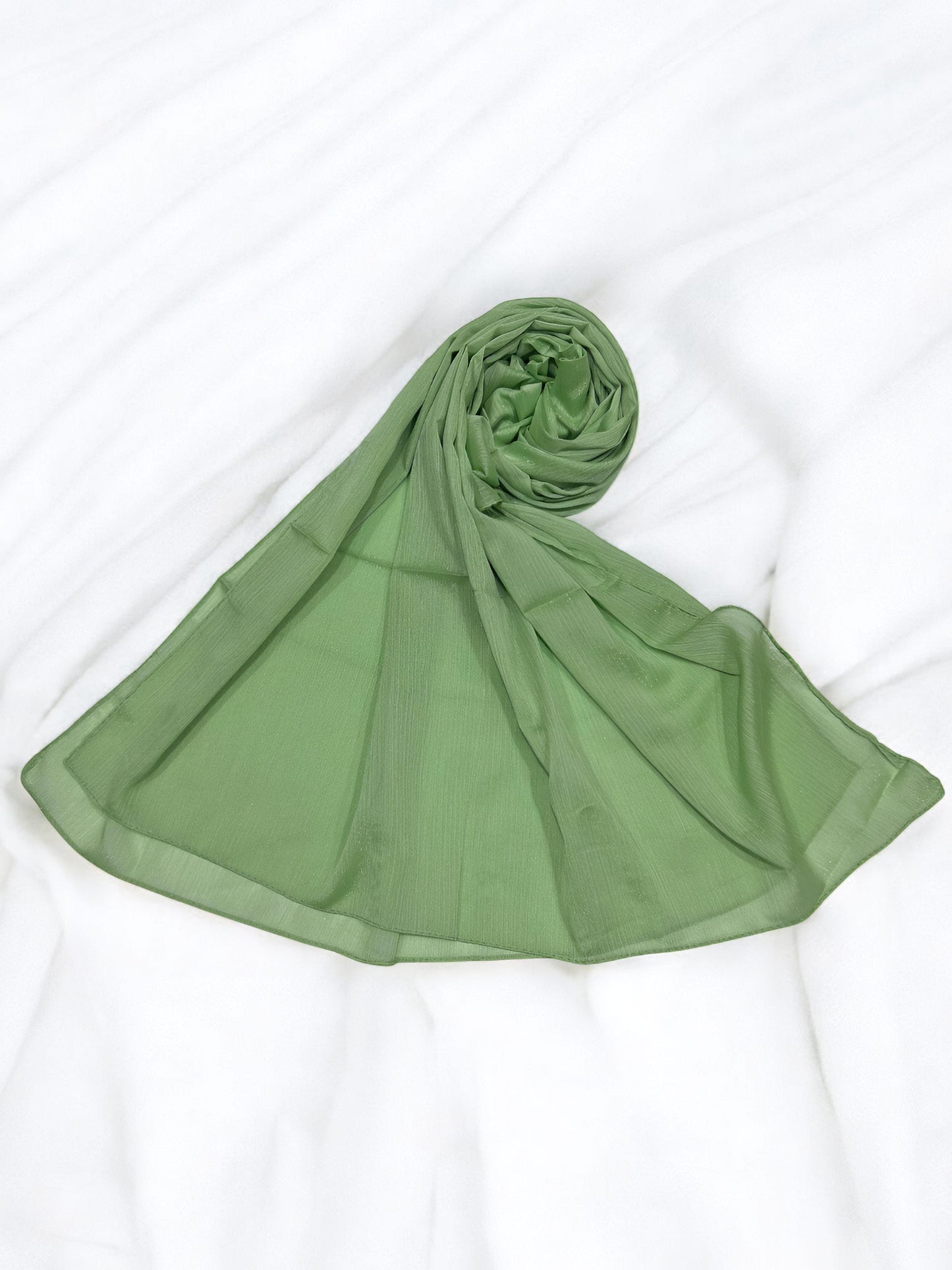 Pista Green - Crinkle Shimmer Chiffon Wedding Party Occasion Hijab Scarf