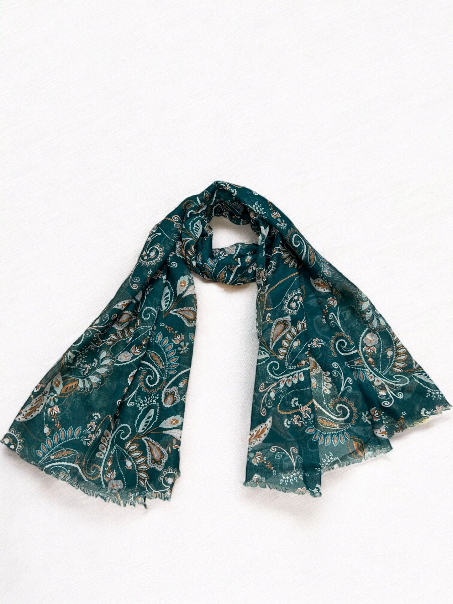 Emerald Green Paisleys Printed Lawn Hijab