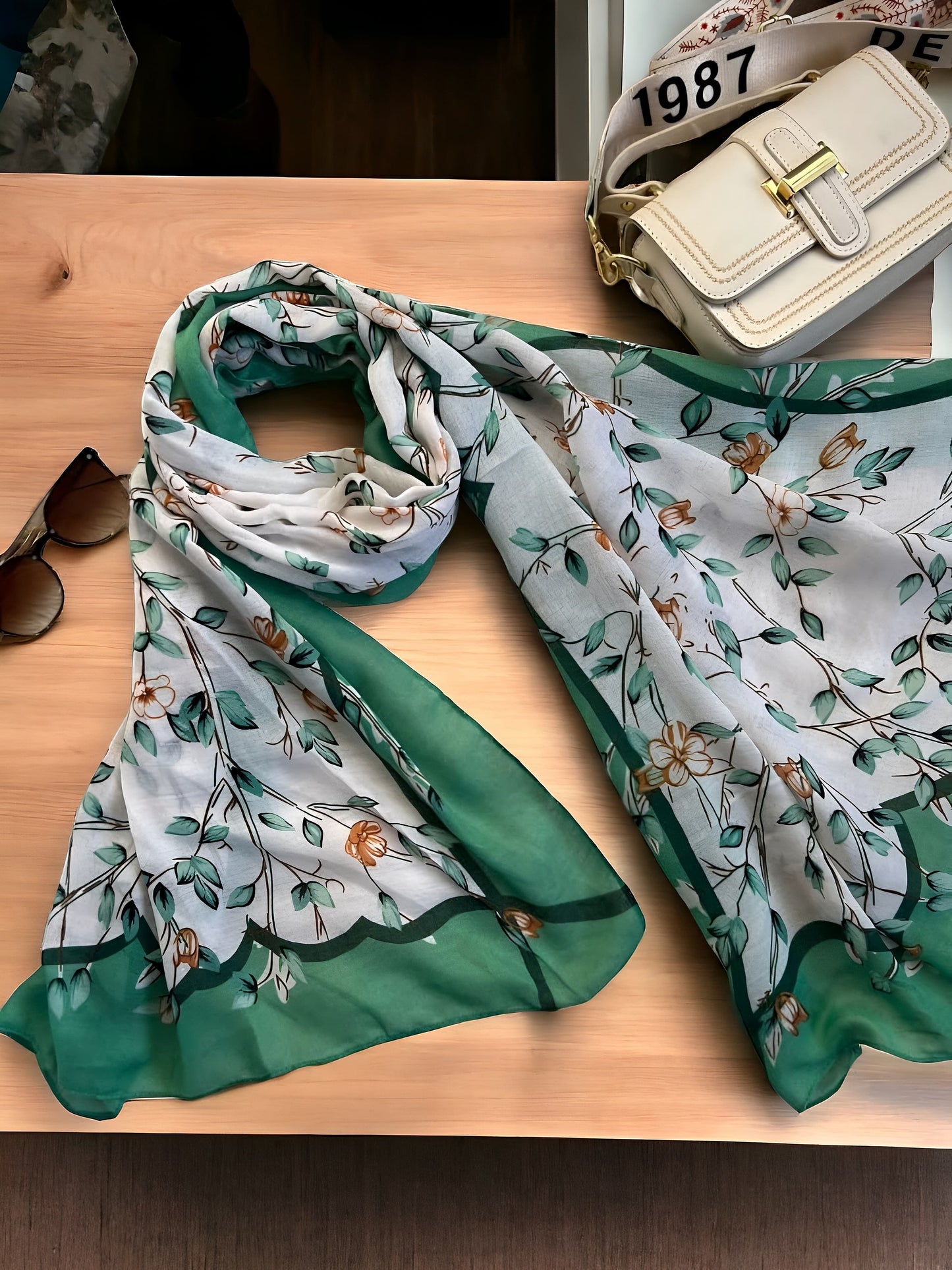 Bloomy Green Premium Modal Hijab