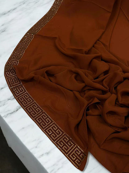 Luxury Bronze Brown Maze Border Korean Shaal
