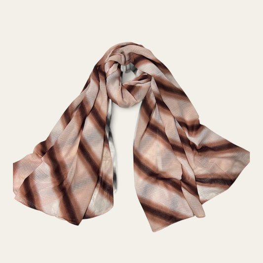 Cappuccino Brown Striped Tie Dye Printed Modal Hijab