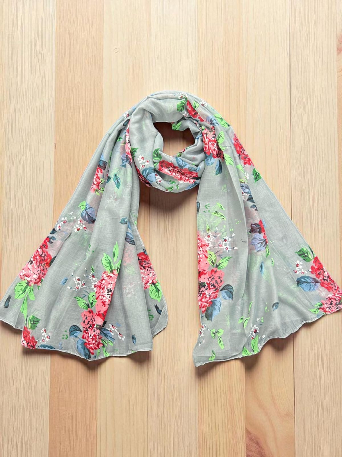 Minty Red Floral Printed Lawn Hijab