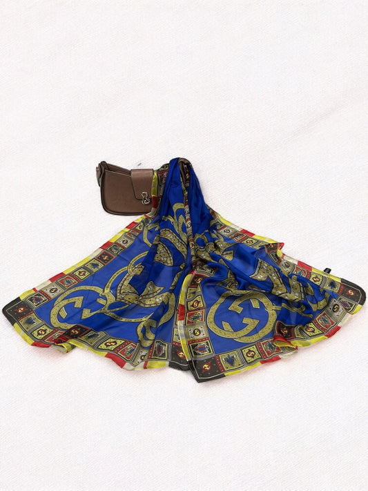 Satin Silk Scarf - Electric Blue Green Gucci