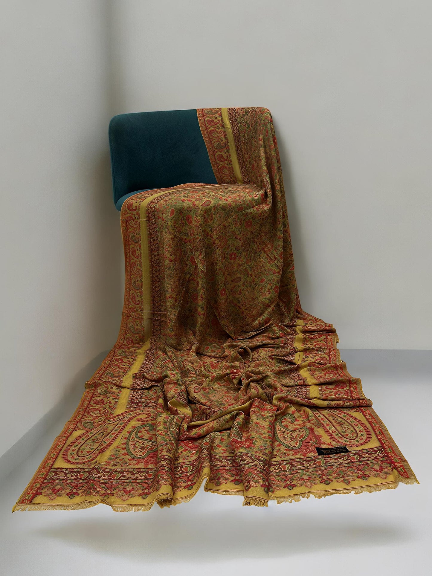 Pashmina Shawl - Yellow Red Paisley