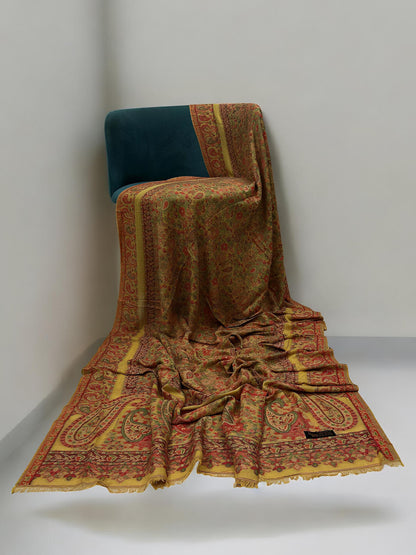 Pashmina Shawl - Yellow Red Paisley