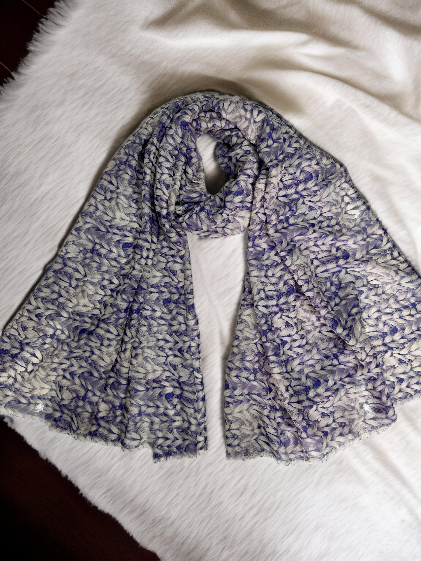 Purple Feathers Printed Modal Hijab