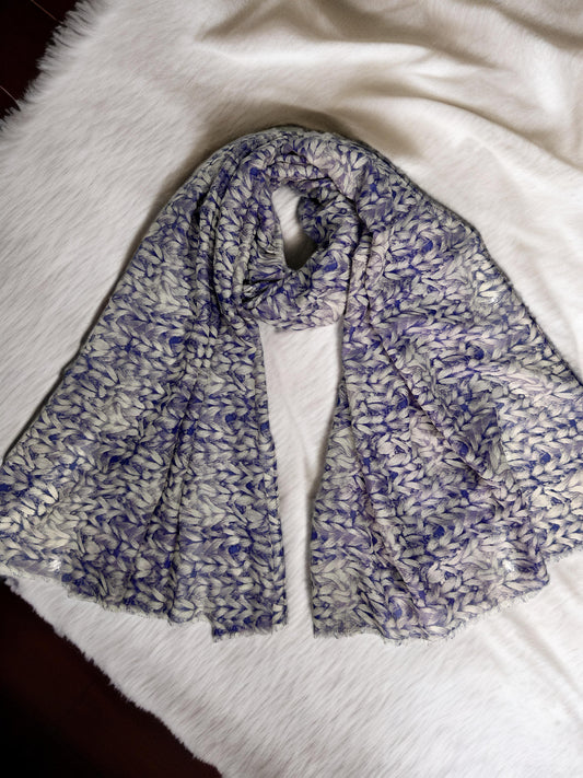 Purple Feathers Printed Modal Hijab