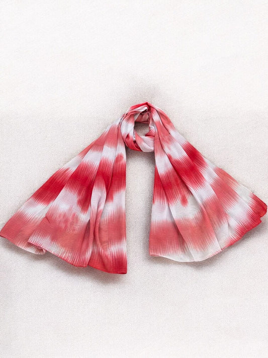 Coral Pink Patterned Tie-Dye Printed Modal Hijab