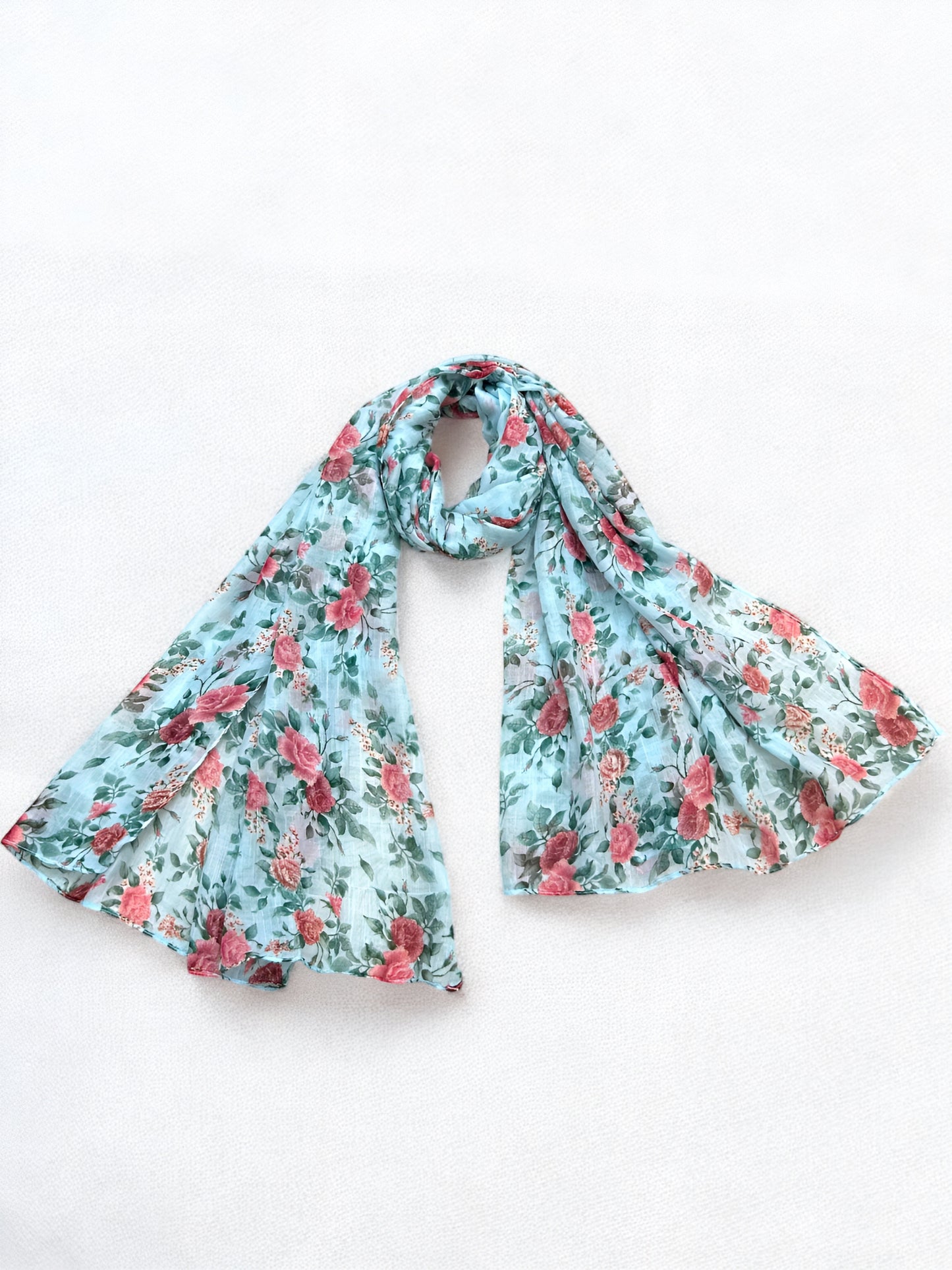 Sky Red Roses Printed Modal Hijab