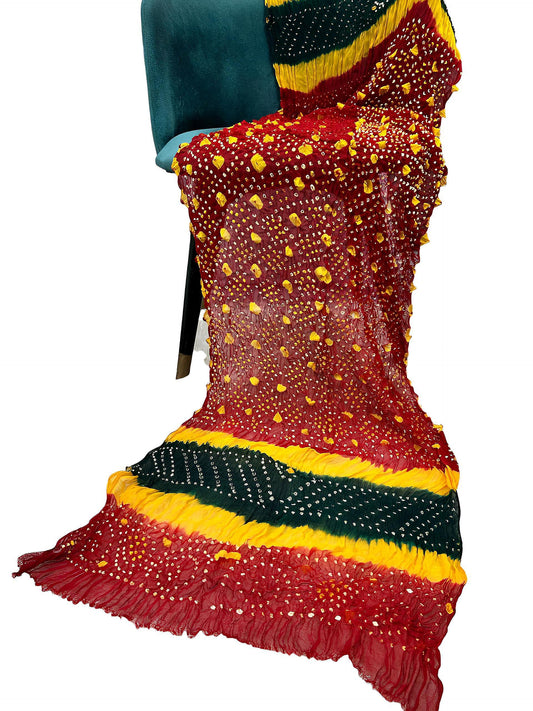 Maroon Multi Chiffon Chundri Dupatta